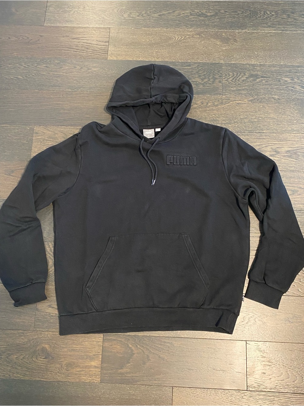 Puma Black Pullover Hoodie with Embossed Logo